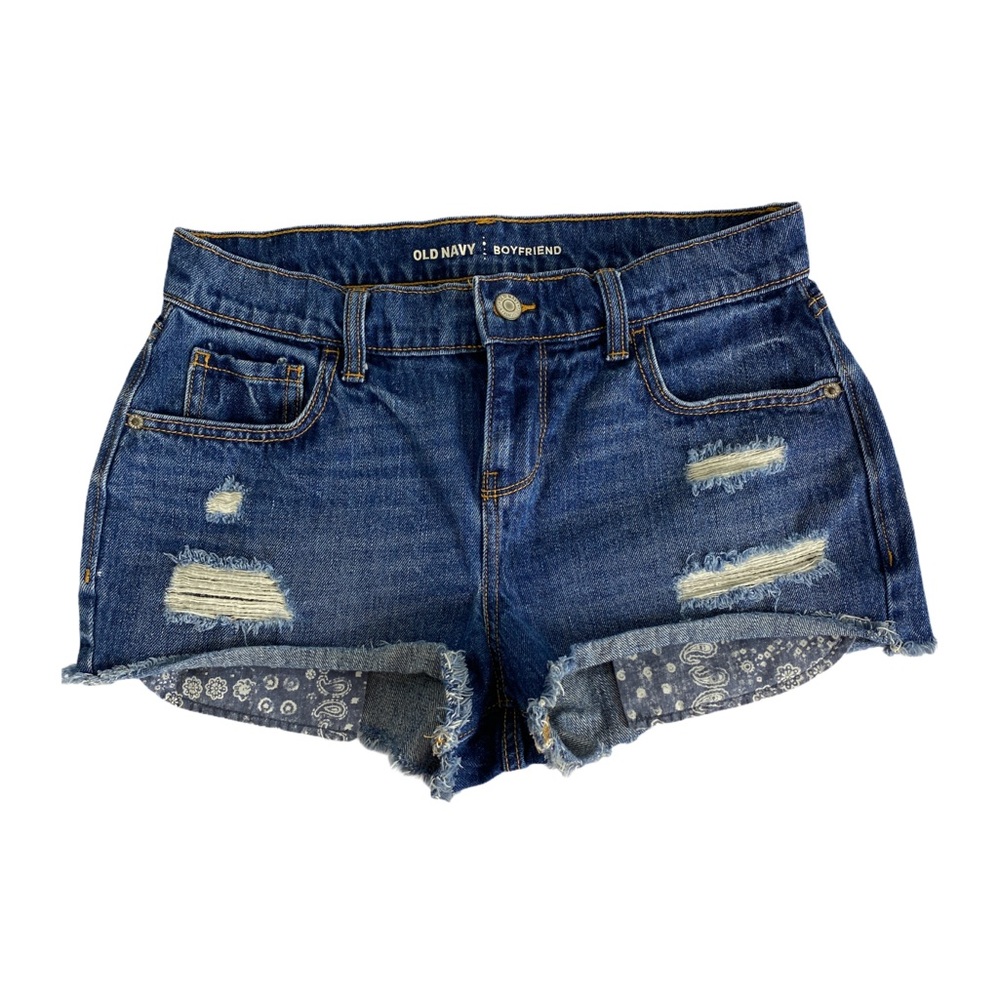 Old Navy Womens Shorts Size 2 Boyfriend Raw Hem Hot Pants Blue Stretch Denim